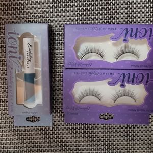 NEW Set of 3 Ioni 3D Faux Mink Eyelashes & Glue